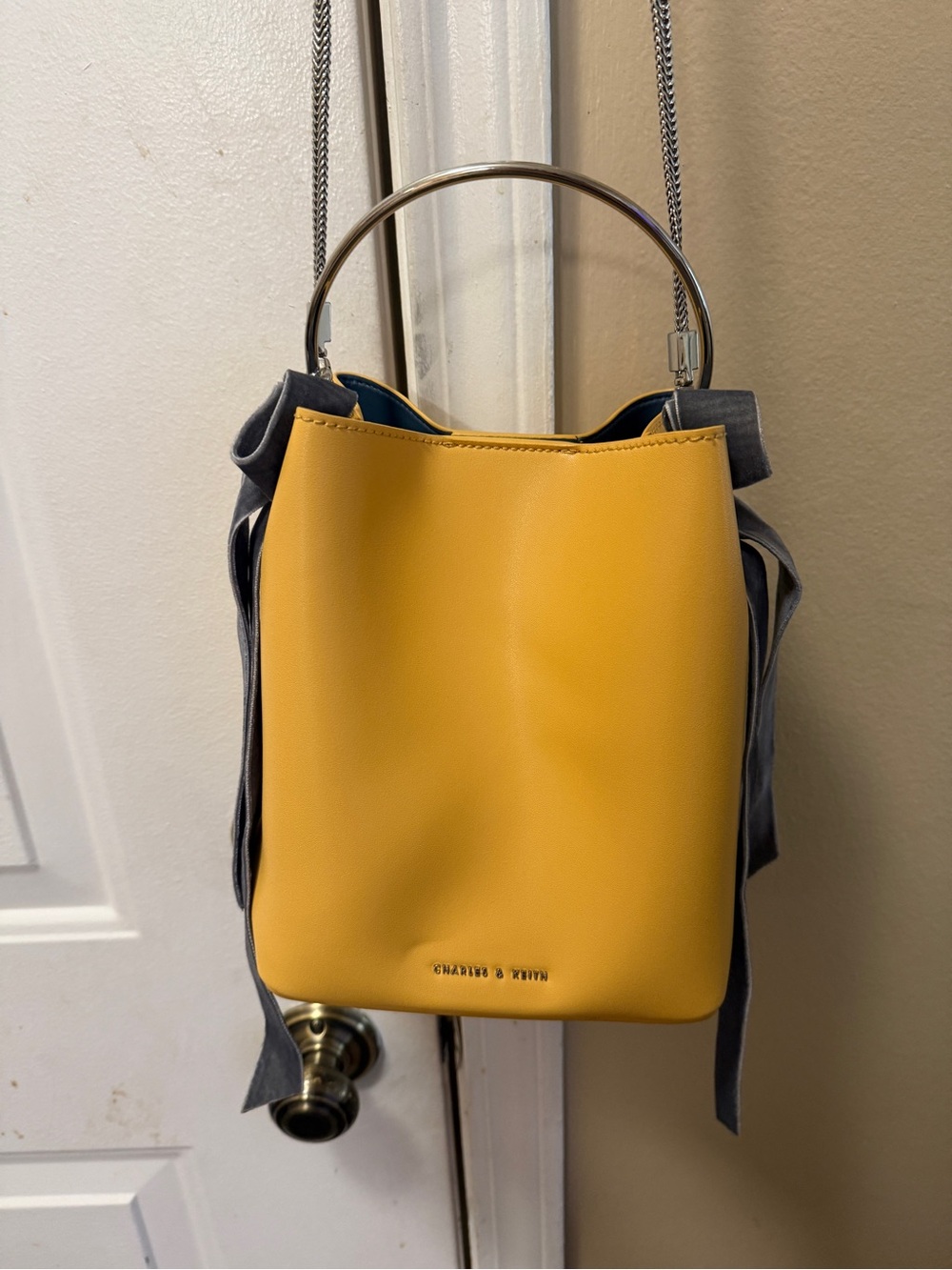 Charles & Keith Mustard Yellow Bucket Crossbody with Ring Handle